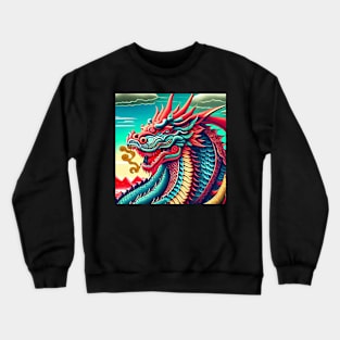 Dragon Chinese Gift Sky Surreal Surrealistic Surrealism Crewneck Sweatshirt